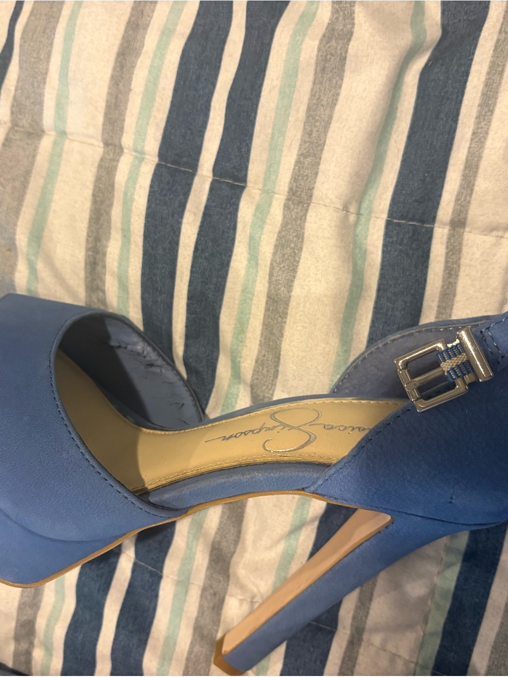 Blue Women's High Heel Sandal with Ankle Strap - Picture 1 of 5